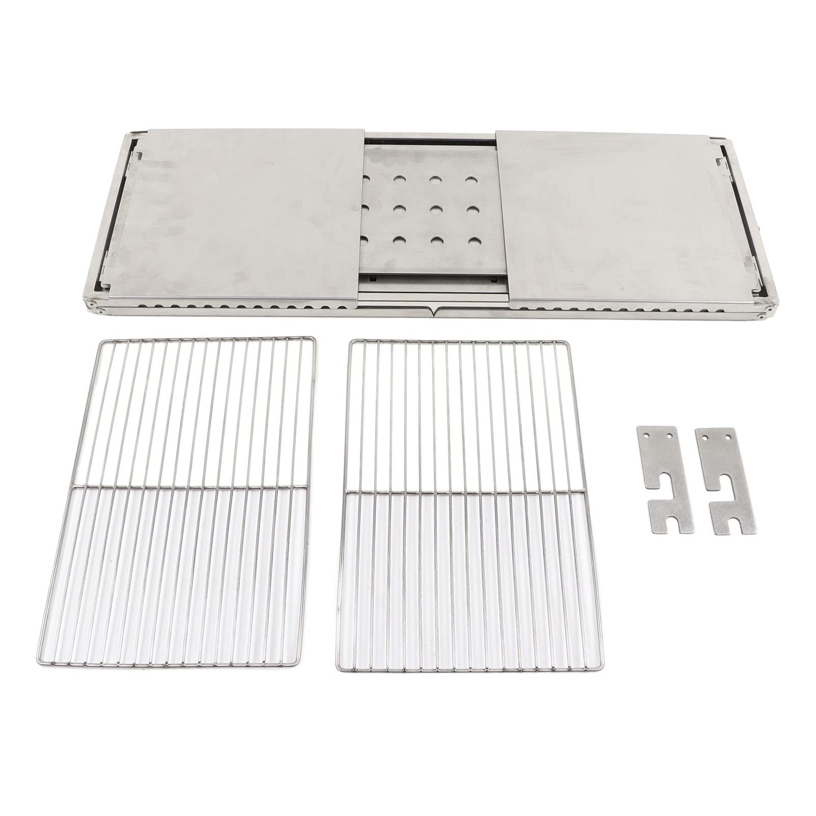 Fornello da Campeggio a Legna in Acciaio Inossidabile con Griglia per Barbecue All'aperto e Campeggio 30x19,8 Cm