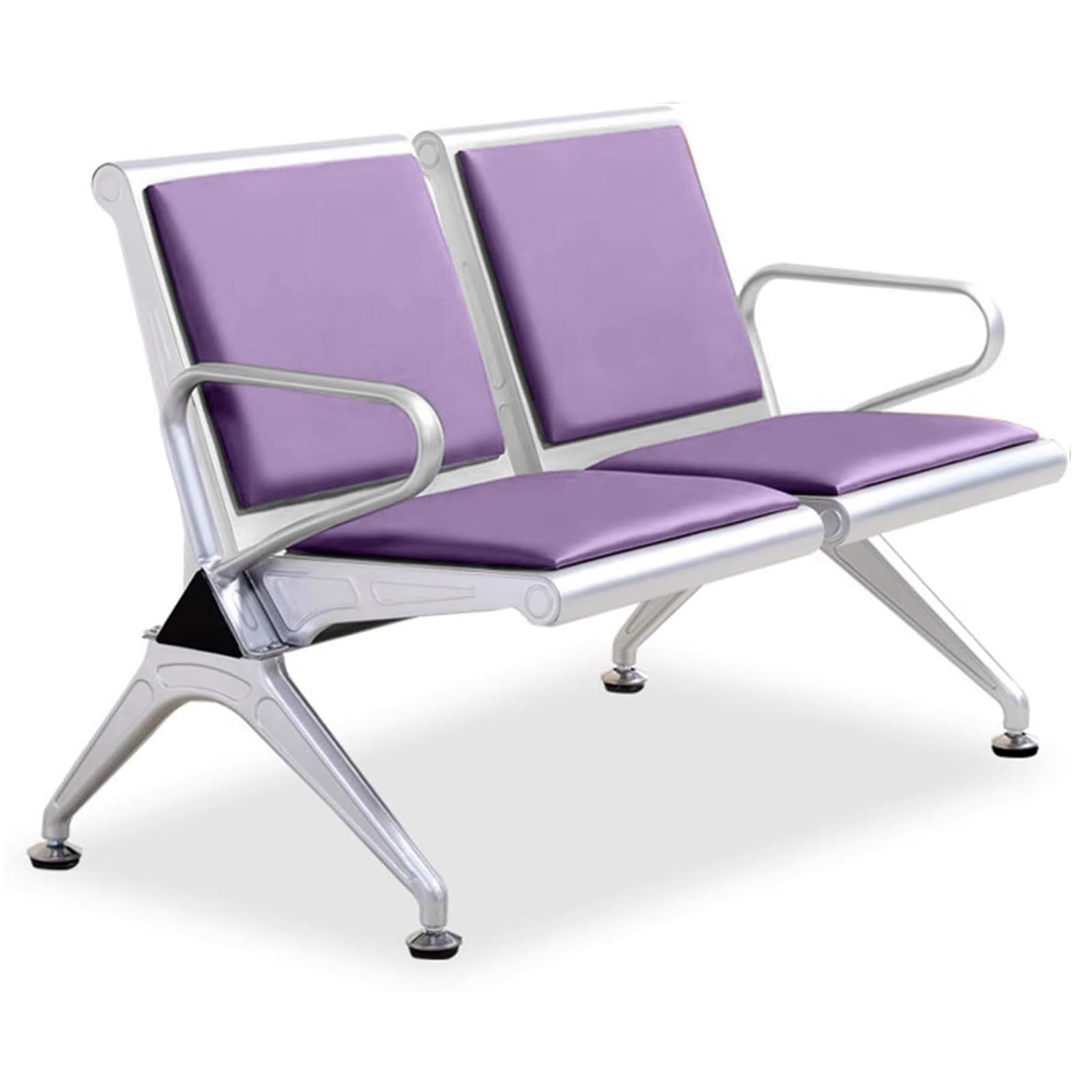 WPWSDWMX 2-Seat PU Waiting Room Chairs, Reception Area Furniture with Arms, Airport Reception Bench, Lobby Bench in Bank Hospital(Purple)