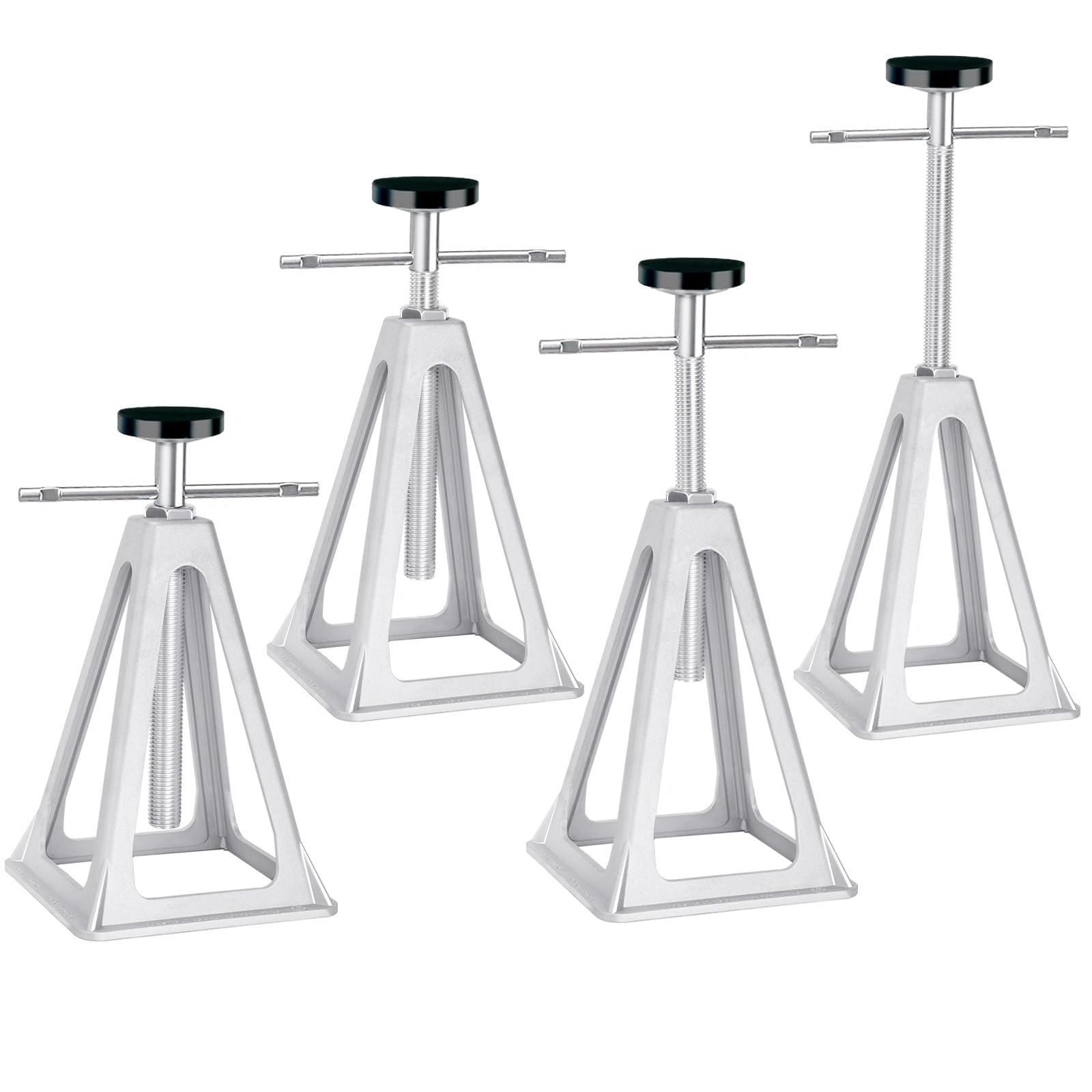 RV Stabilizer Jacks Set of 4 – Aluminum Trailer Jack Stands for Travel Trailers & RVs, Supports Up to 7500 Lbs, Adjustable from 11" to 17" – Camper Stabilizer Jacks with Screw Jacks, Rubber Pads