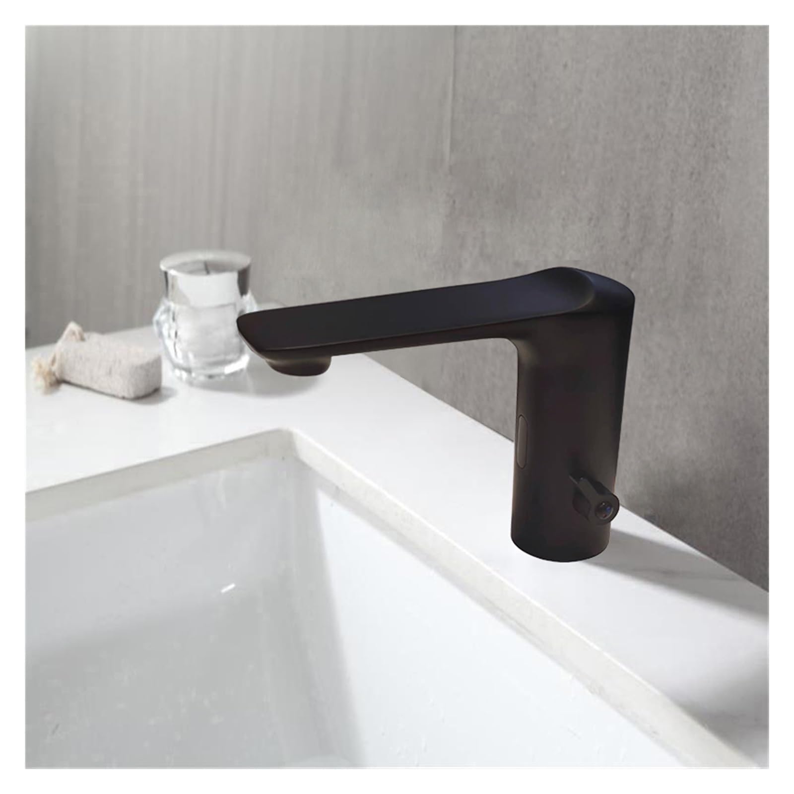 Robinet Intelligent Noir Robinets De Lavabo Automatiques Corps En Laiton Cuivre Mélangeur Eau Froide Et Chaude Ac 220 V Et Dc Batterie Électrique 6v