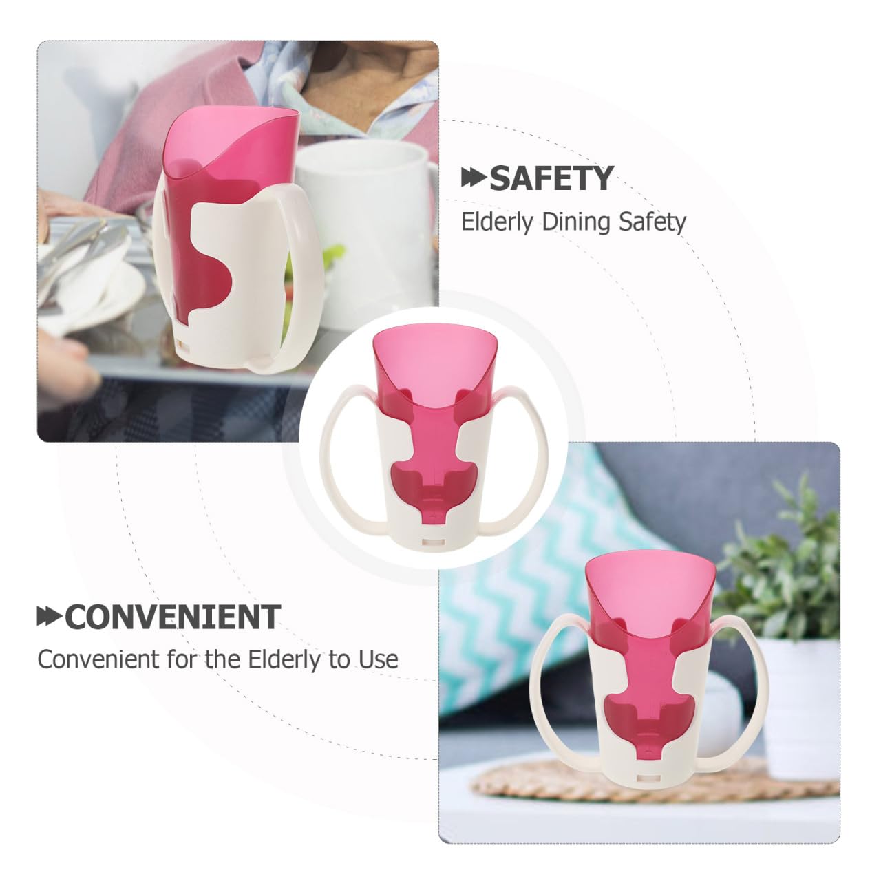 Ciieeo Taza De Alimentación Para Convalecientes Irrompible Con Diseño Antiasfixia Y Asa Ergonómica Para Ancianos Y Adultos Discapacitados 5.51X5.11X2.55In Vaso Seguro Y Práctico Para Beber