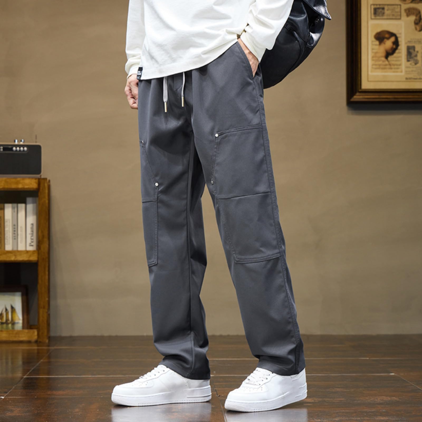 Pantaloni Casual per Uomini per Autunno Sportivi Lunghi, in Stile da Lavoro