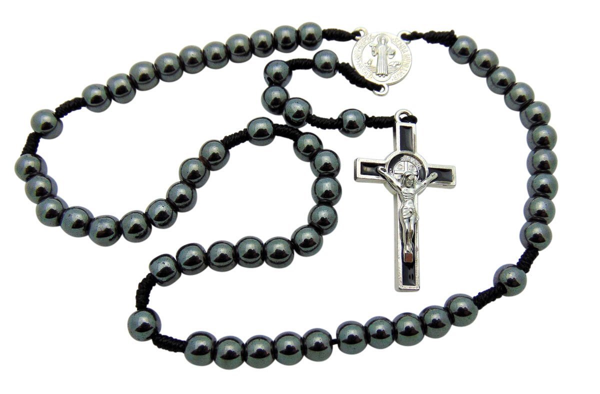 CB CatholicCB Catholic St Benedict Hematite Corded Rosary