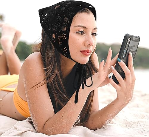 Miniatura 6 de CALIDAKA 3 pañuelos florales de ganchillo para el cabello, bufandas de punto para el cabello, diademas florales para el cabello, pañuelo triangular