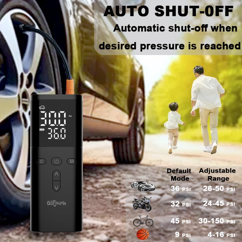 Compressore Per Auto E Moto 150 PSI Compressore D'aria Portatile WORKPRO Senza Fili - 150 PSI, 2500mAh, Display LED, Per Auto E Bici Compressore Aria Portatile