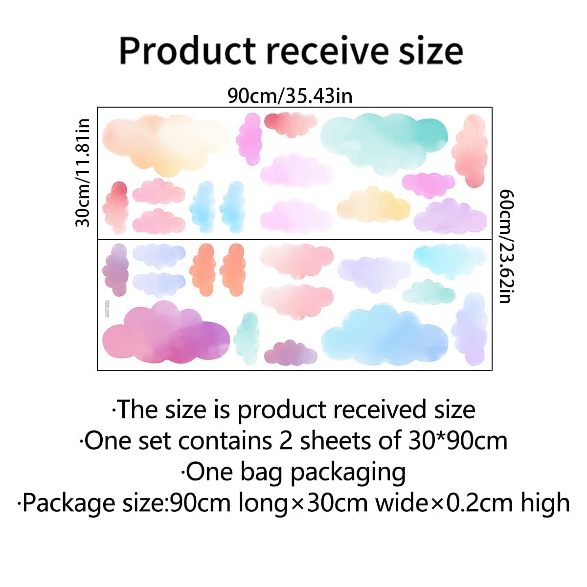 Wolken Wandaufkleber Bunte Wolken Wandaufkleber Abnehmbare Wolken Wandaufkleber Dekor für Baby Kinderzimmer Spielzimmer Schlafzimmer Klassenzimmer Kindergarten Wand