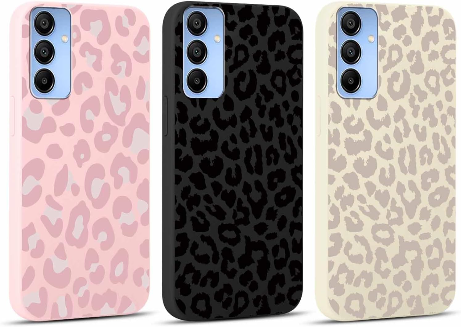 3 Pack Cute Cheetah Print Phone Case for Samsung Galaxy A15 5G 6.5", Aesthetic Leopard Design Cases Soft Silicone Slim TPU Shockproof Protective Fundas for Women Girls Samsung Galaxy A15 5G Cool Leopard