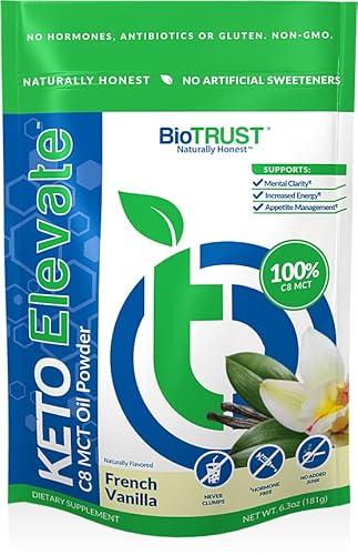 Biotrust Keto Elevate, Pure C8 Mct Oil Powder, Ketogenic Diet Supplement, Keto Coffee Creamer, Clean Energy, Mental Focus And Clarity, 100% Caprylic Acid (20 Servings, French Vanilla) #TOP7