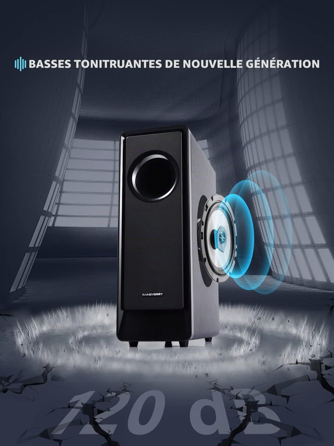 RAINEVERRY Système de Barre de Son Surround 5.1 CH avec Dolby Audio, Barres de Son, Caisson de Basses sans Fil et Haut-Parleur arrière, Dolby Digital Plus, Bluetooth 5.0 pour Home cinéma, téléviseurs