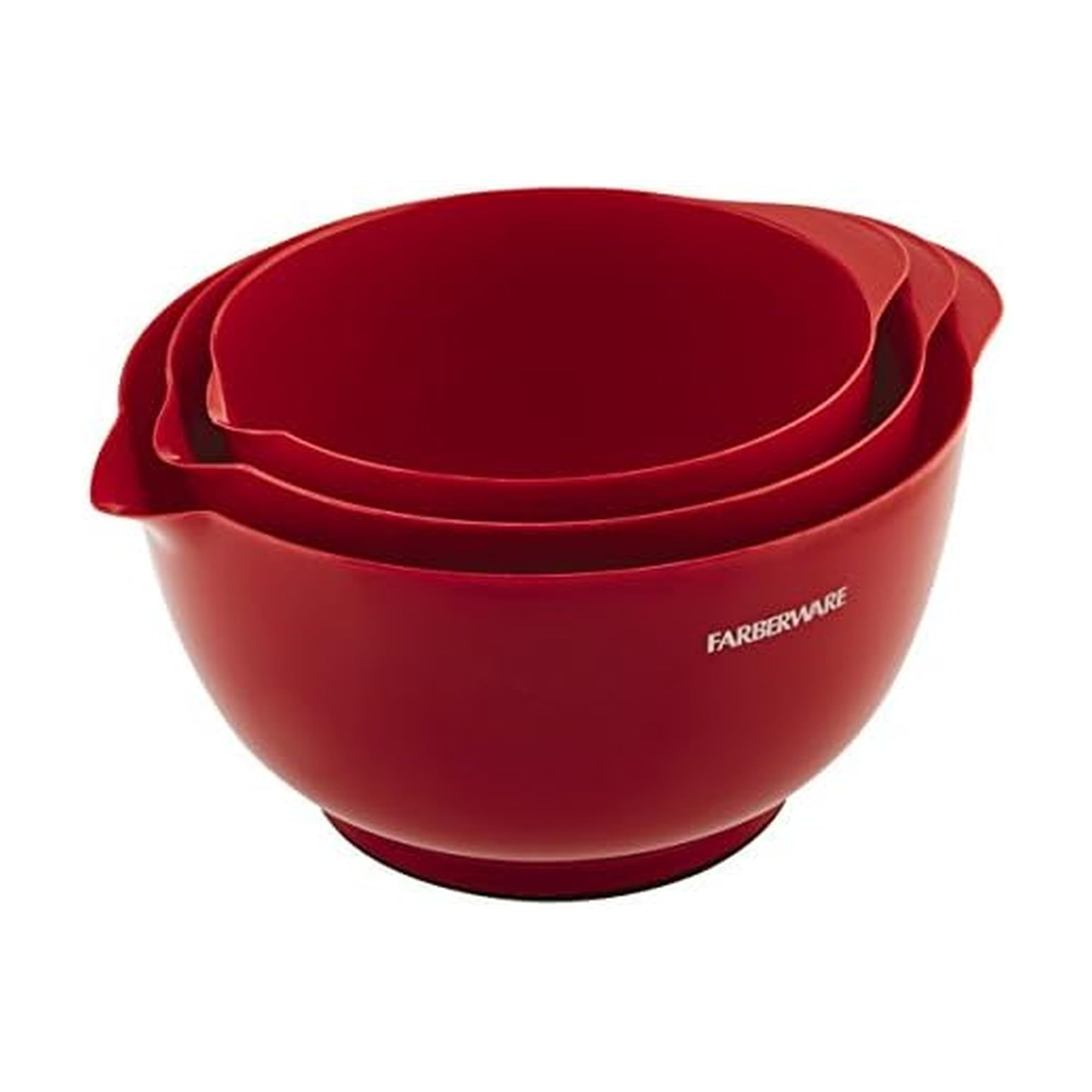 Farberware Classic Plastic Mixing Bowls, Red Set of 3, Small