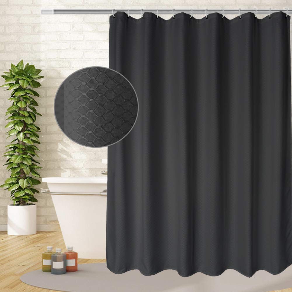 AooHome Extra Long 72x86 Inch Shower Curtain, Polyester Waffle Weave Design Bath Curtain with Hooks, Weighted Hem, Heavy Weight, Water Repellent, Charcoal