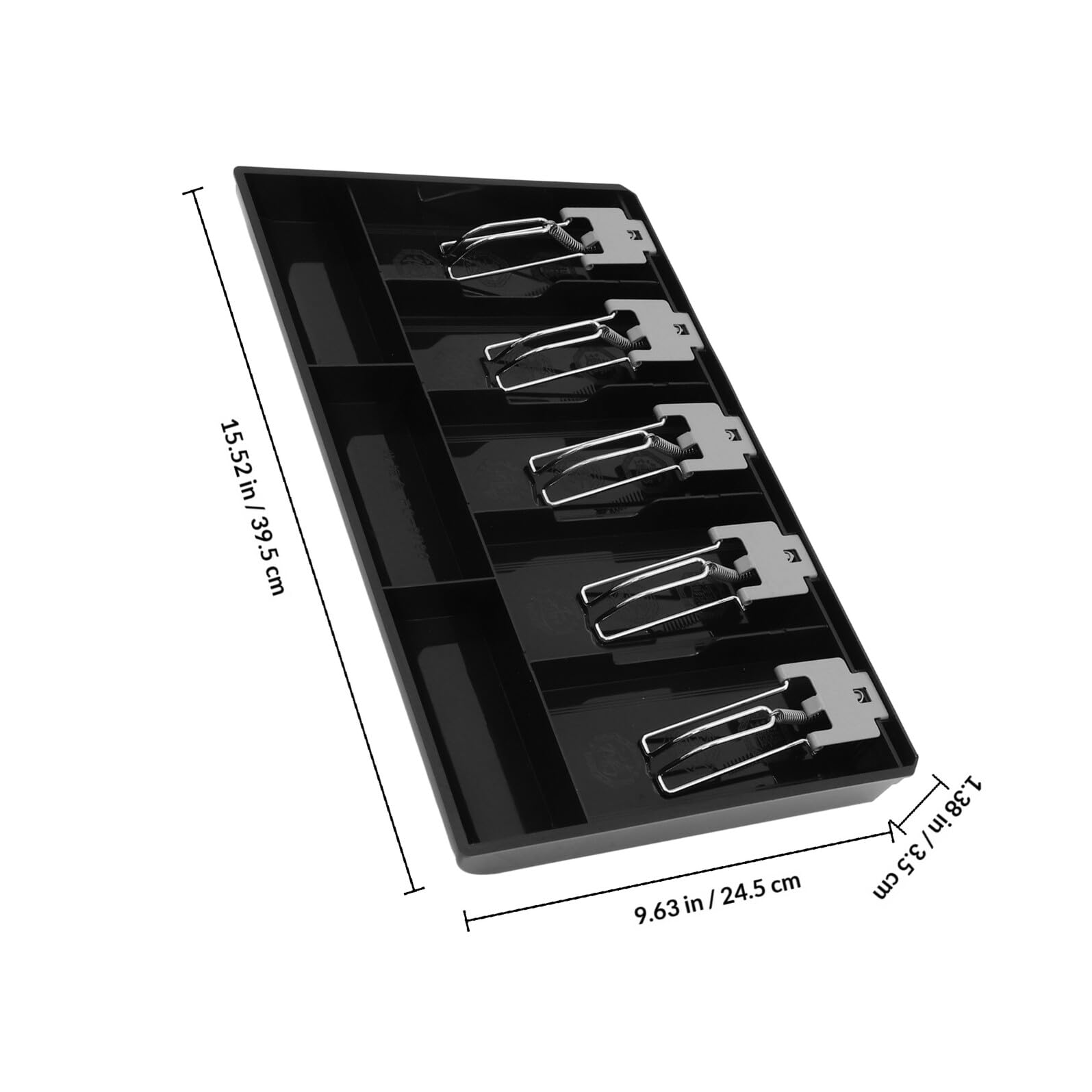 Lurrose Cassetto Portavalori con 5 Scomparti e Clip in Metallo, Vassoio Porta Contanti e Monete per Supermercati, Uffici e Piccole Imprese, Organizzatore Cassa Sottobanco per Negozio
