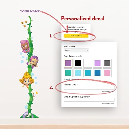 Miniatura 4 de Oliver's Labels Tabla de crecimiento para niños - Bonita calcomanía de pared personalizada - Regla para tamaño infantil - Calcomanía de medición de