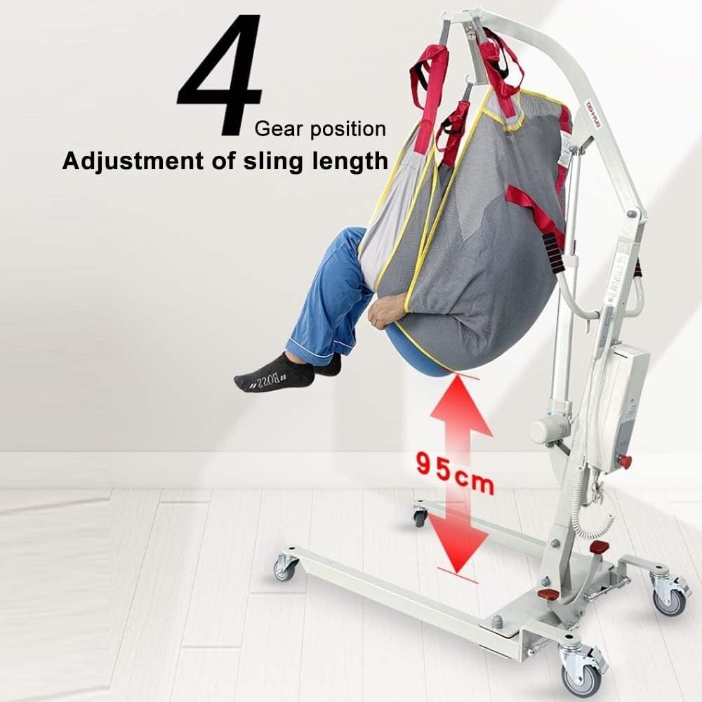 Grúa eléctrica para Pacientes en casa, para traslado de Personas Mayores de la Cama a la Silla con Dispositivo de Descenso Manual, fácil de Montar.