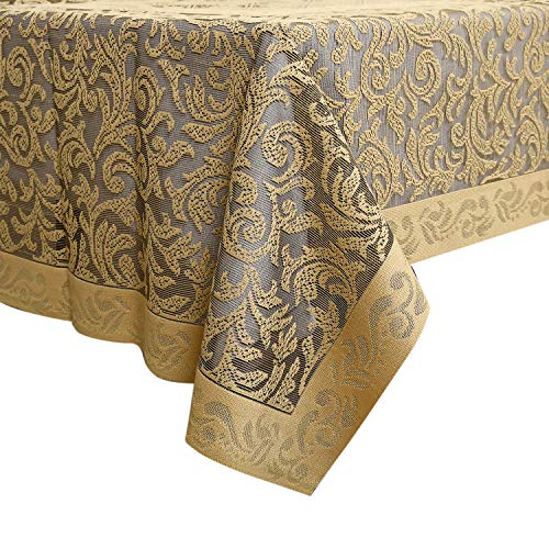 Image of Kuber Industries Premium Sofa Cover|Chikankari Cotton Fabric|6 Pieces Cotton 5 Seater Sofa Cover Set (Cream) Center Table Cover|Table Cloth for 4 Seater|Gold