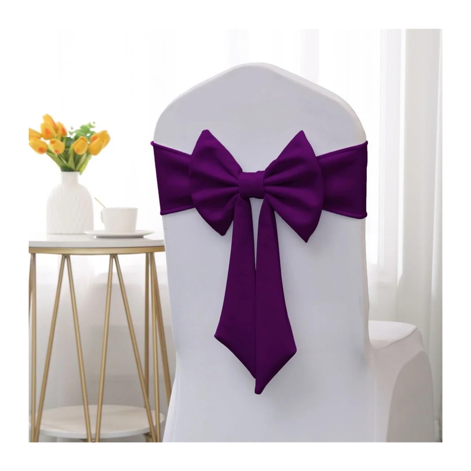 YGSGJSP Chair Sashes Chair Back Sashes Stretchy Stretch Ribbon Elastic Band For Wedding Party Hotel for Wedding(Purple)