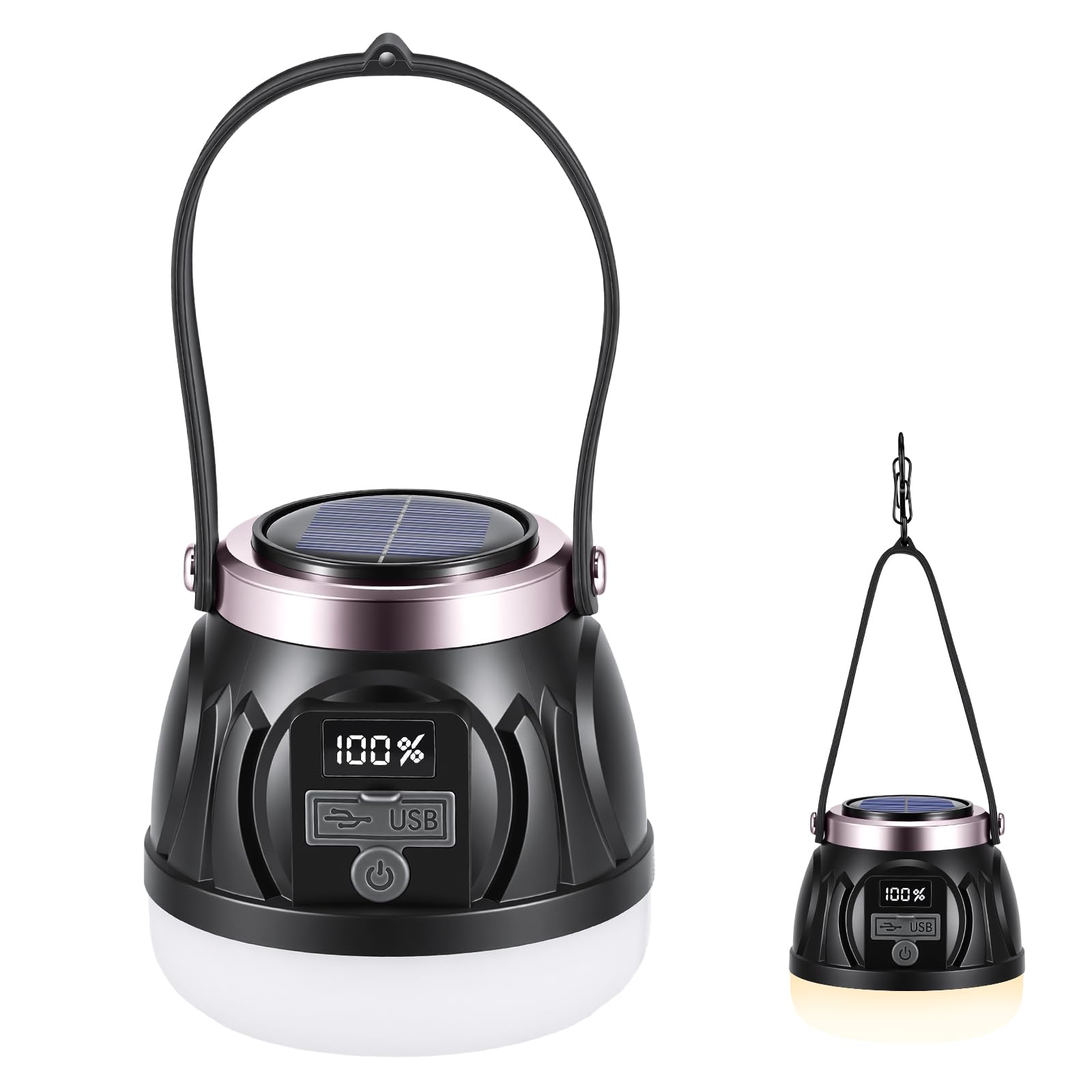 OurLeeme Solar Powered Camping Lantern, LED Rechargeable 3 Light Modes