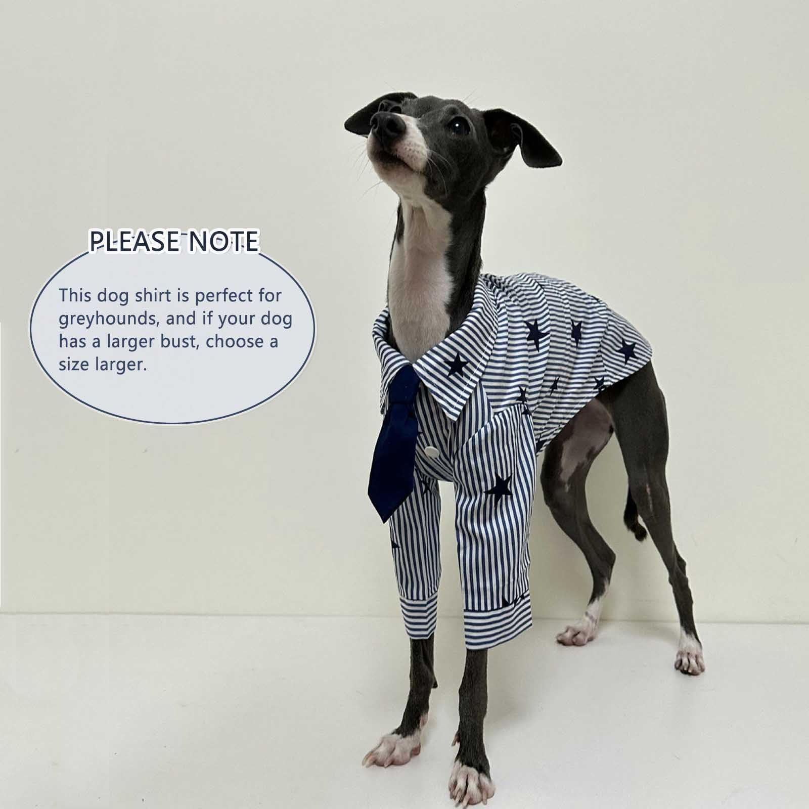 Camisa de Perro a Rayas Ropa de Perro para Perros pequeños Niño Niña Ropa de Galgo Italiano con Corbata Atuendo de Cachorro Suave Camisetas Formales de Perro con Estampado de Estrellas