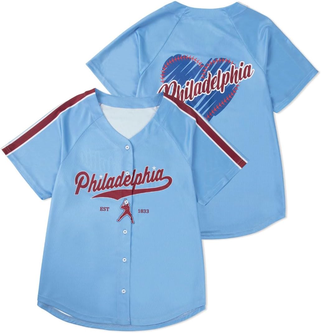 Baseball Jersey Women Game Day Shirt Baseball Player Graphic Tees Button up Short Sleeve Fan Tops - Image 4