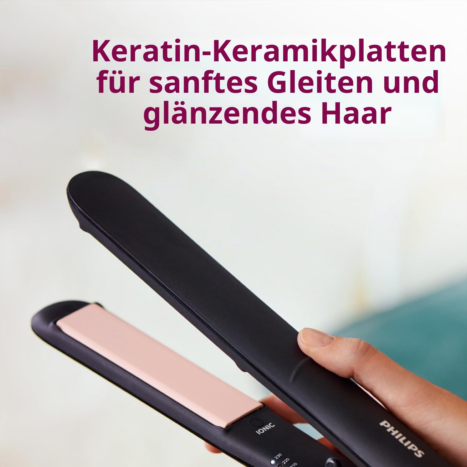 Philips ThermoProtect Haarglätter - Weiches, glänzendes Haar dank Ionisierungsfunktion, ThermoProtect-Technologie (Modell BHS378/00)