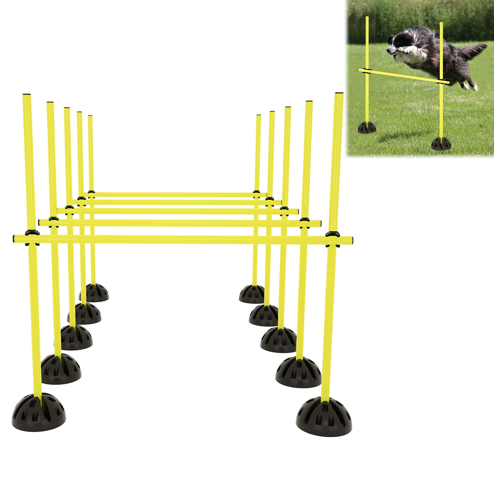 Lot de 15 barres d'entraînement pour saut, dribbling et agilité - 10 pieds - Jaune