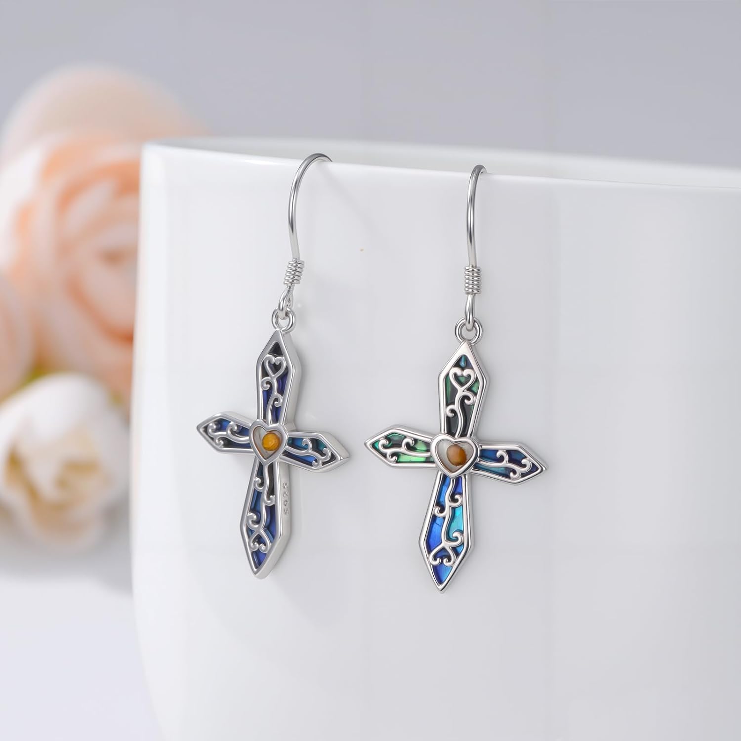 Mustard Seed Dangle Earrings S925 Sterling Silver Faith Mountain/Cross Dangling Earrings Christian Religious Jewelry Gift for Women - Image 2