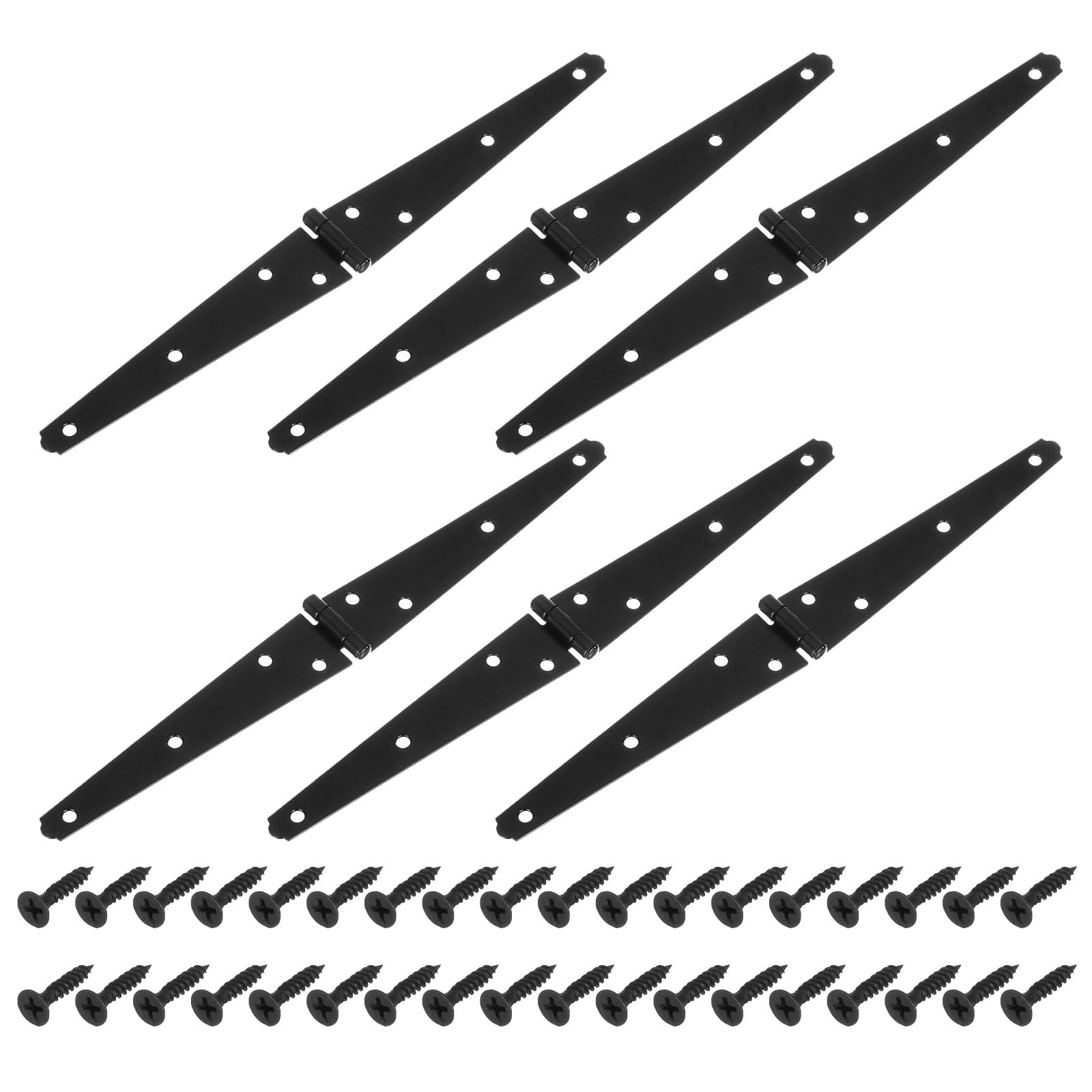 Photo 1 of uxcell 6Pcs Strap Hinges, 6 Inch Shed Door Hinges Heavy Duty Gate Hinge Tee Hinge with Screws for Wooden Fences Yard Doors Barn Gate, Black