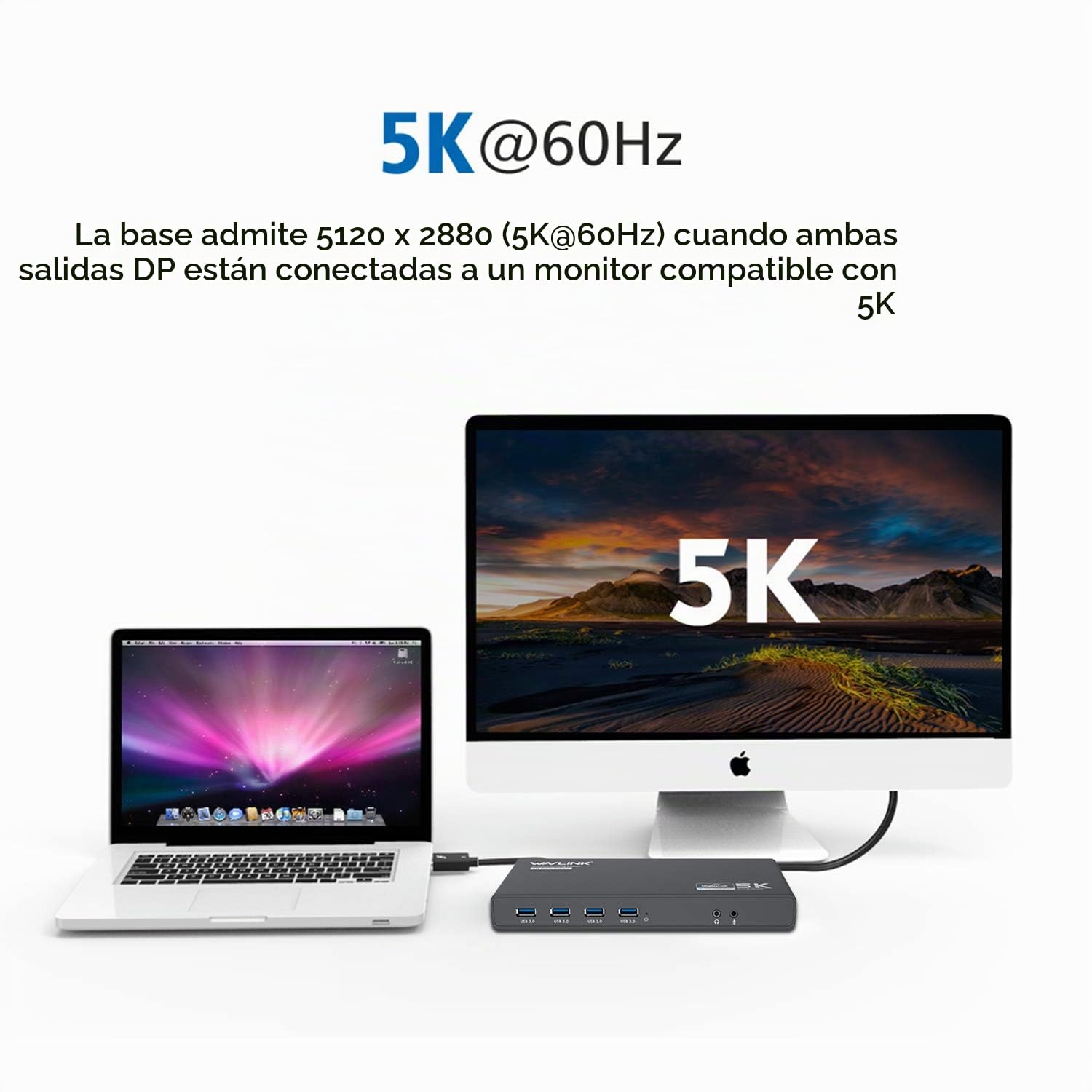 WAVLINK Docking Station USB C Dual 4K con Carga 65W para Portátil, 2 HDMI & DisplayPort, Ethernet Gigabit, USB C, 6 USB 3.0, Audio, Micrófono, Compatible con Windows, Mac OS y New MacBook Neo