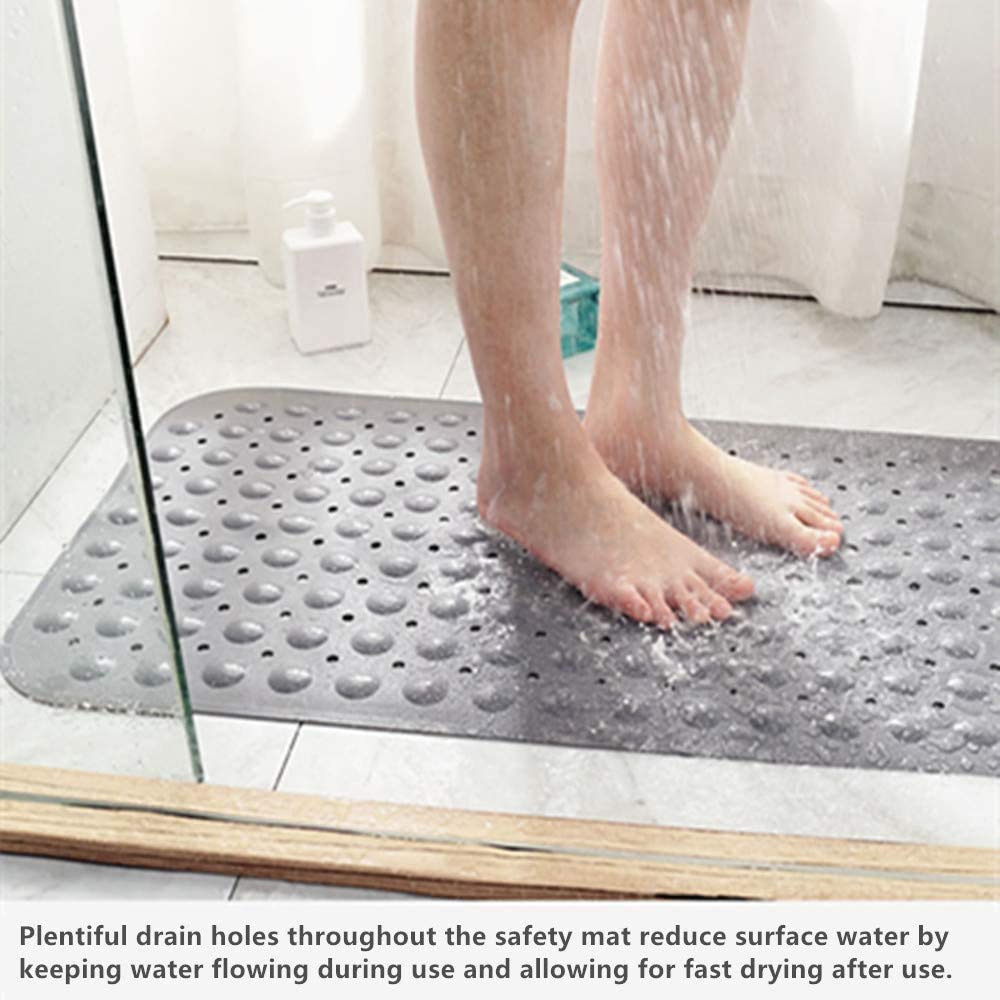 store Naidev Bathroom Shower Mat, 32" x 16" Non Slip Bathtub Mat with Round Massage Point & Suction Cups & Drain Holes for Home Hotel Toilet Floor Tub Mat (Pack 1 Grey) 4