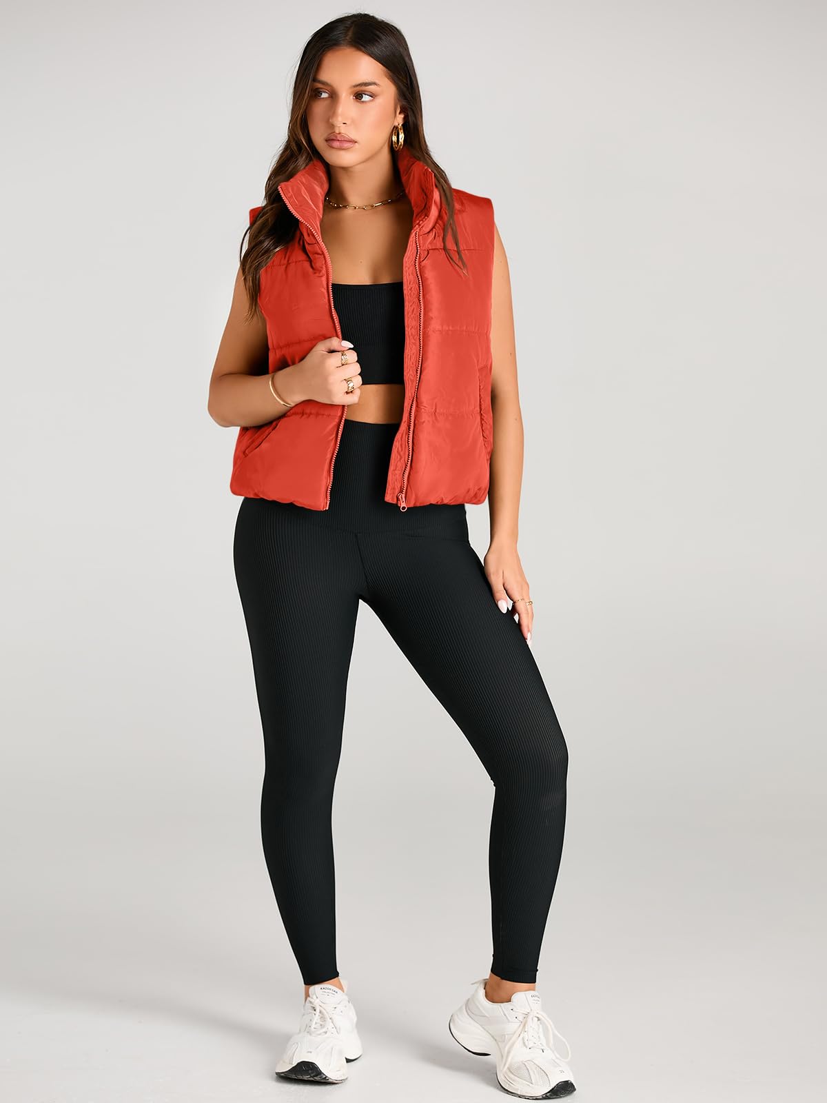 AUTOMET Women‘s Cropped Puffer Vest, Y2K Inspired Sleeveless Gilet for Fall Winter Spring, Casual to Street Outerwear
