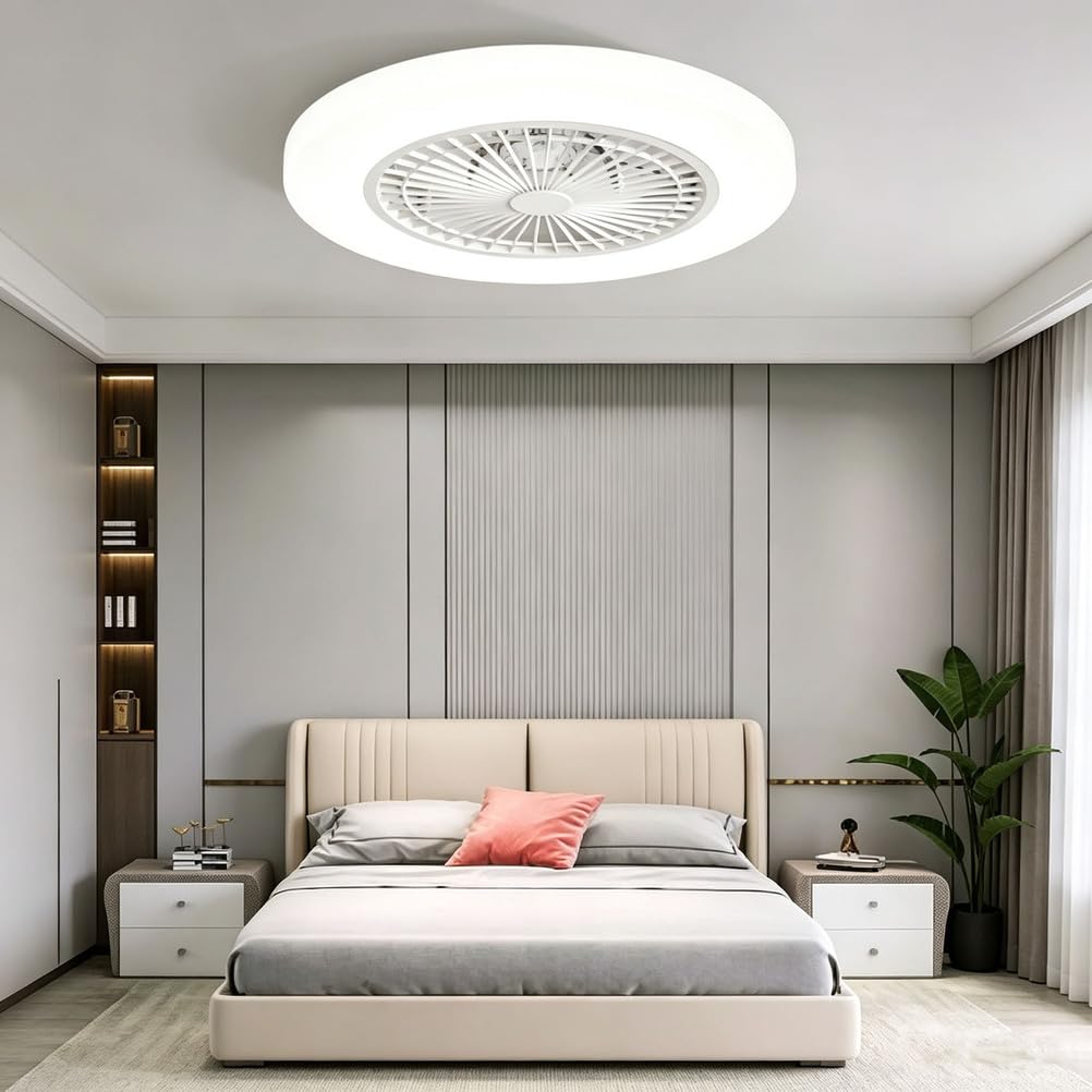 Piptyllite Ultra-Thin Invisible Ceiling Fan Chandelier, Dimmable LED for Bedroom & Dining Room