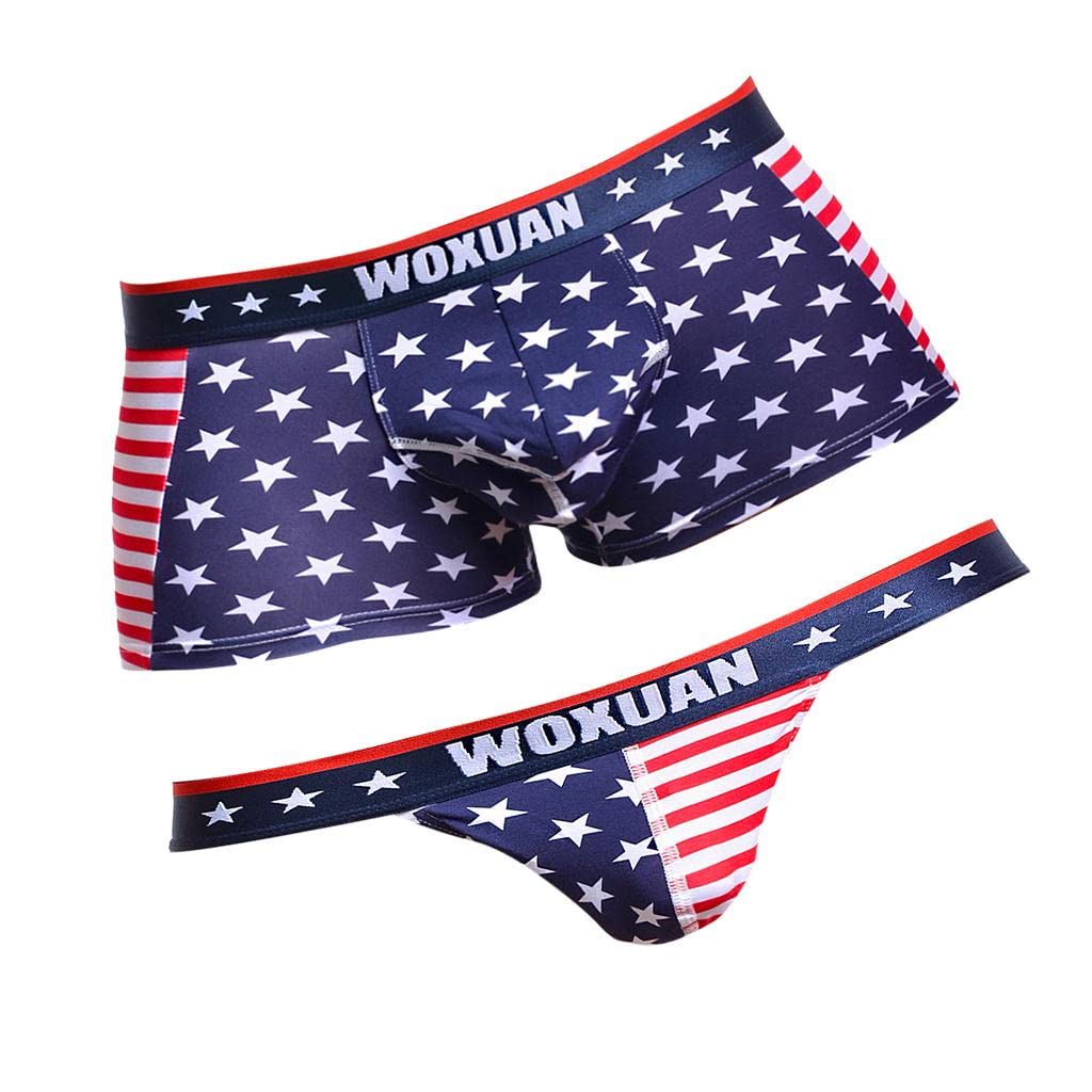 2 Mens Elegant American Symbol Underwear Pouch Thong Boxer Briefs Trunks Shorts-image-10