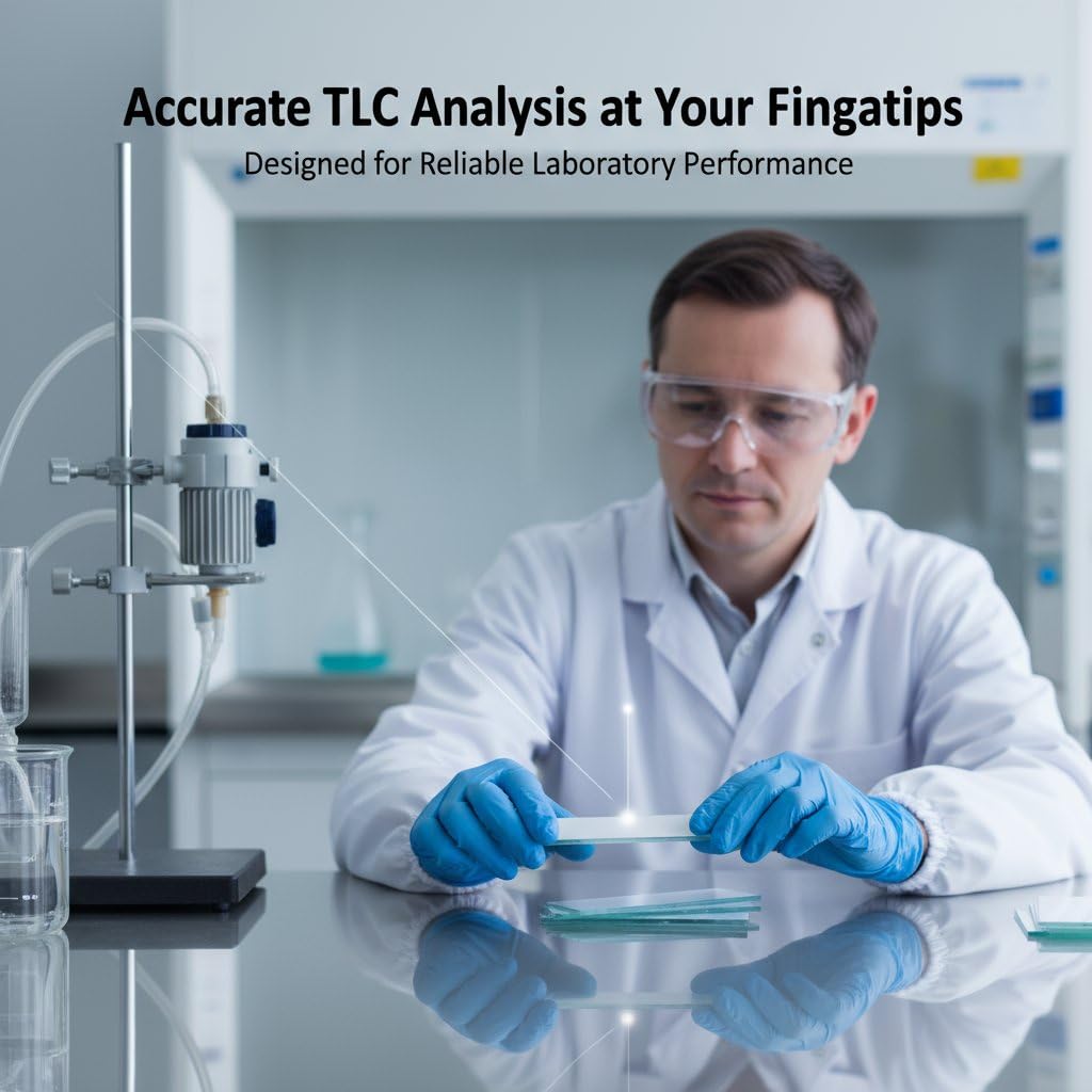 TLC Silica Gel Plates GF254, 25x75mm, 80 TLC Sheets per Box, Thin Layer Chromatography Sheets with Fluorescent Indicator for Laboratory Analysis