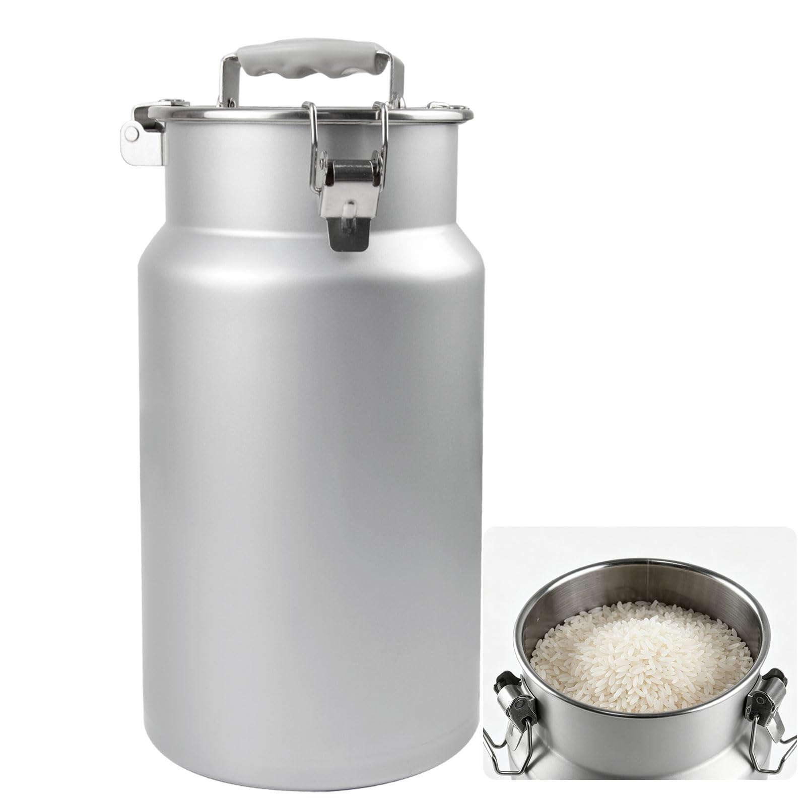 AIZYRLYR Stainless Steel Airtight Storage Canister with Handle, Milk Jug Storage Bucket Milk Can Transport Container for Kitchen, Camping, Travel,10L 22×30cm