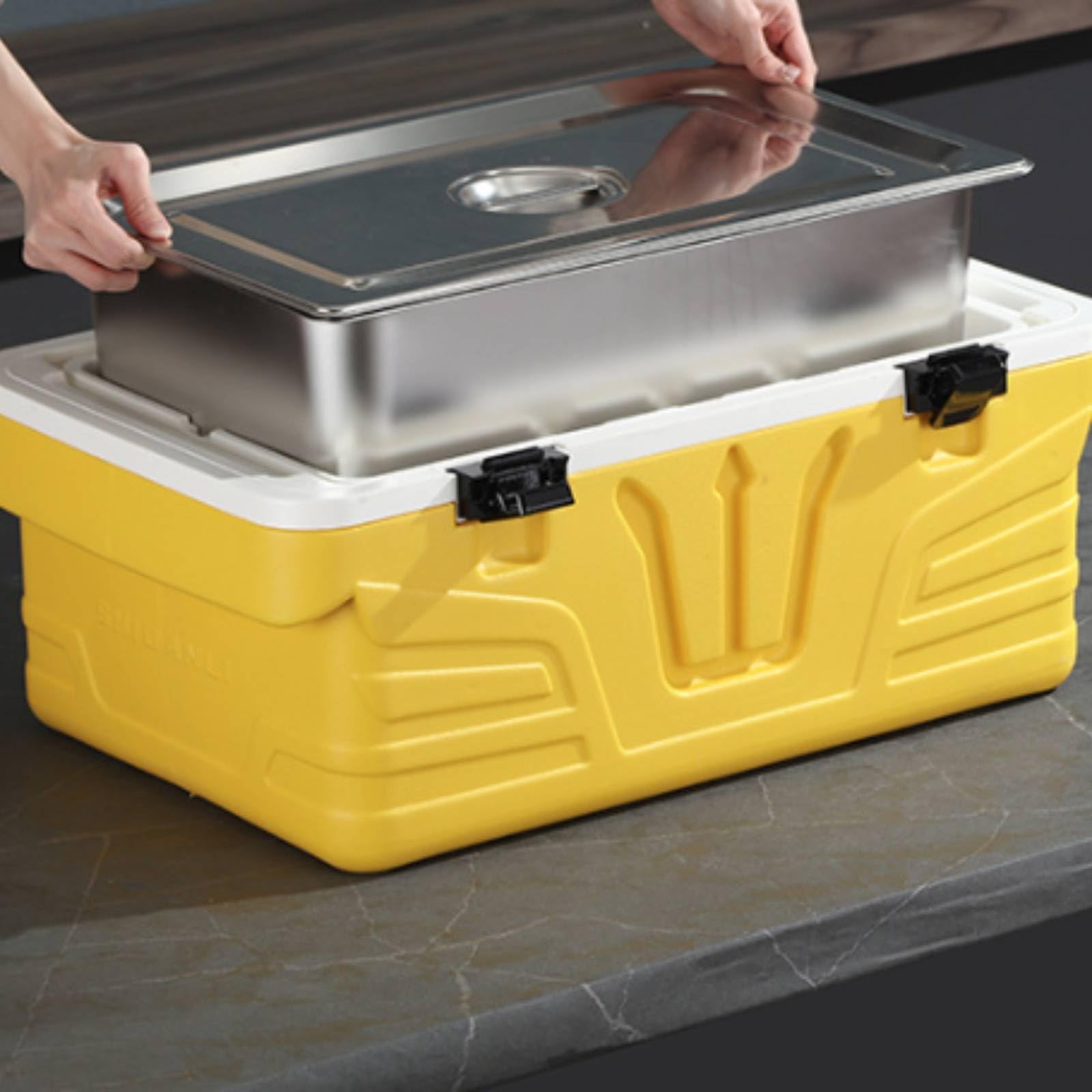 Box Termico con Interno in Acciaio Capiente Contenitore Isotermico con Coperchio Pratico Contenitore Isotermico per