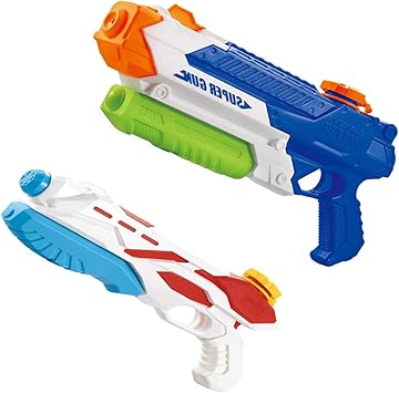 Amazon 最新版 水鉄砲 最強 ウォーターガン 超強力飛距離 2点セット 10 12m 水てっぽう 800ml 400ml超大水容量 プール 水ピストル おもちゃ 水遊び 水撃ショット お風呂水鉄砲 おもちゃ 玩具 水鉄砲 おもちゃ
