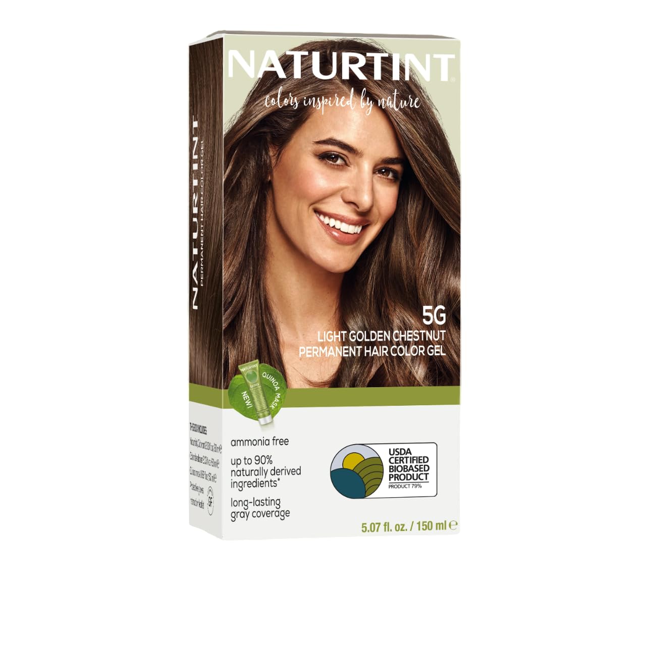 Naturtint Permanent Hair Colour | For Long Lasting Grey Coverage | Intense & Radiant Colour Shine | Enriched With Natural Ingredients | Free From Ammonia & Paraffin | 5G-Light Golden Chestnut 170Ml