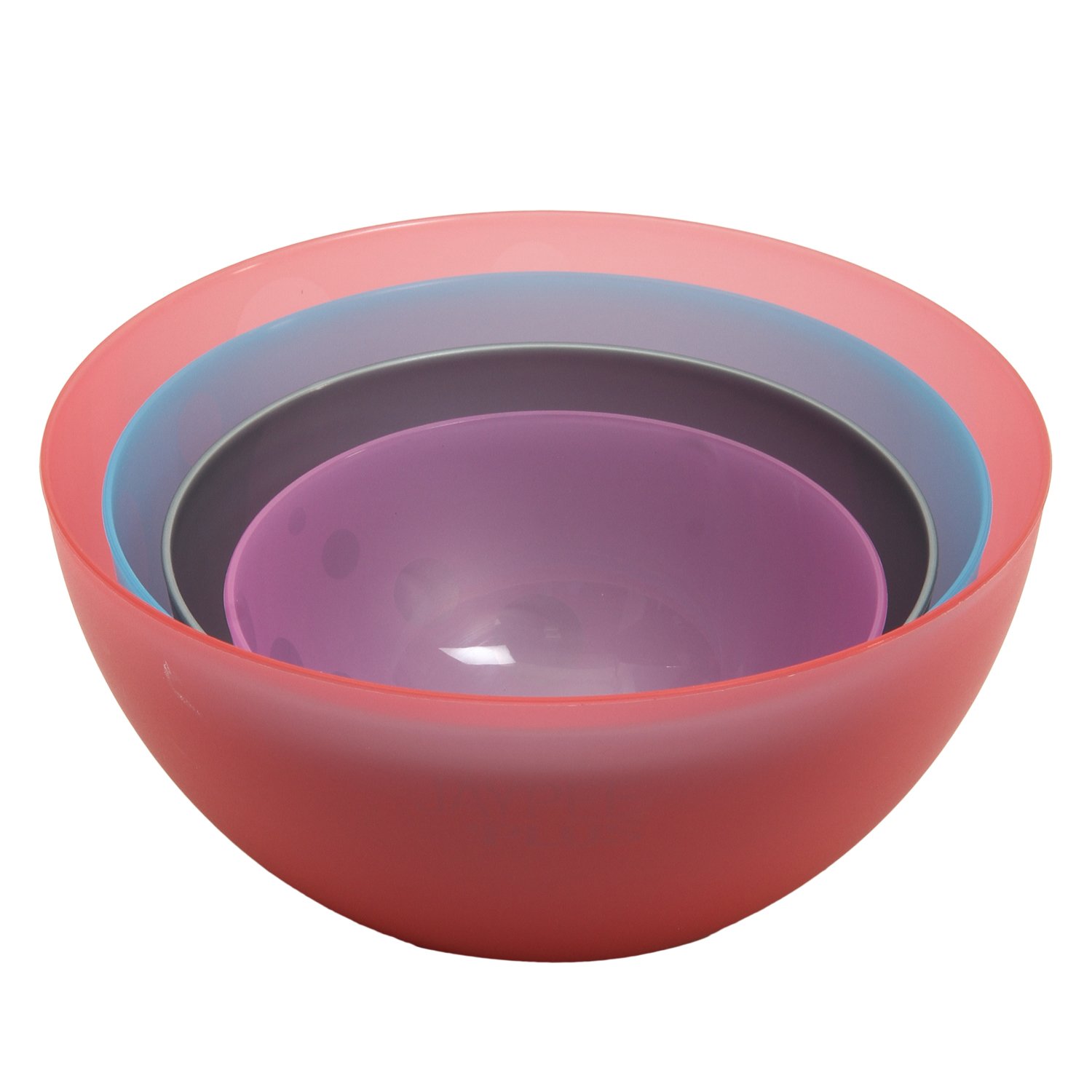 Jaypee Plus Virgin Plastic Mixing Bowl | Lightweight, Strong & Durable Bowls | Ideal for Serving, Storing & Stacking Set of 4 -(2800+2000+1200+800) ml (Multicolor)