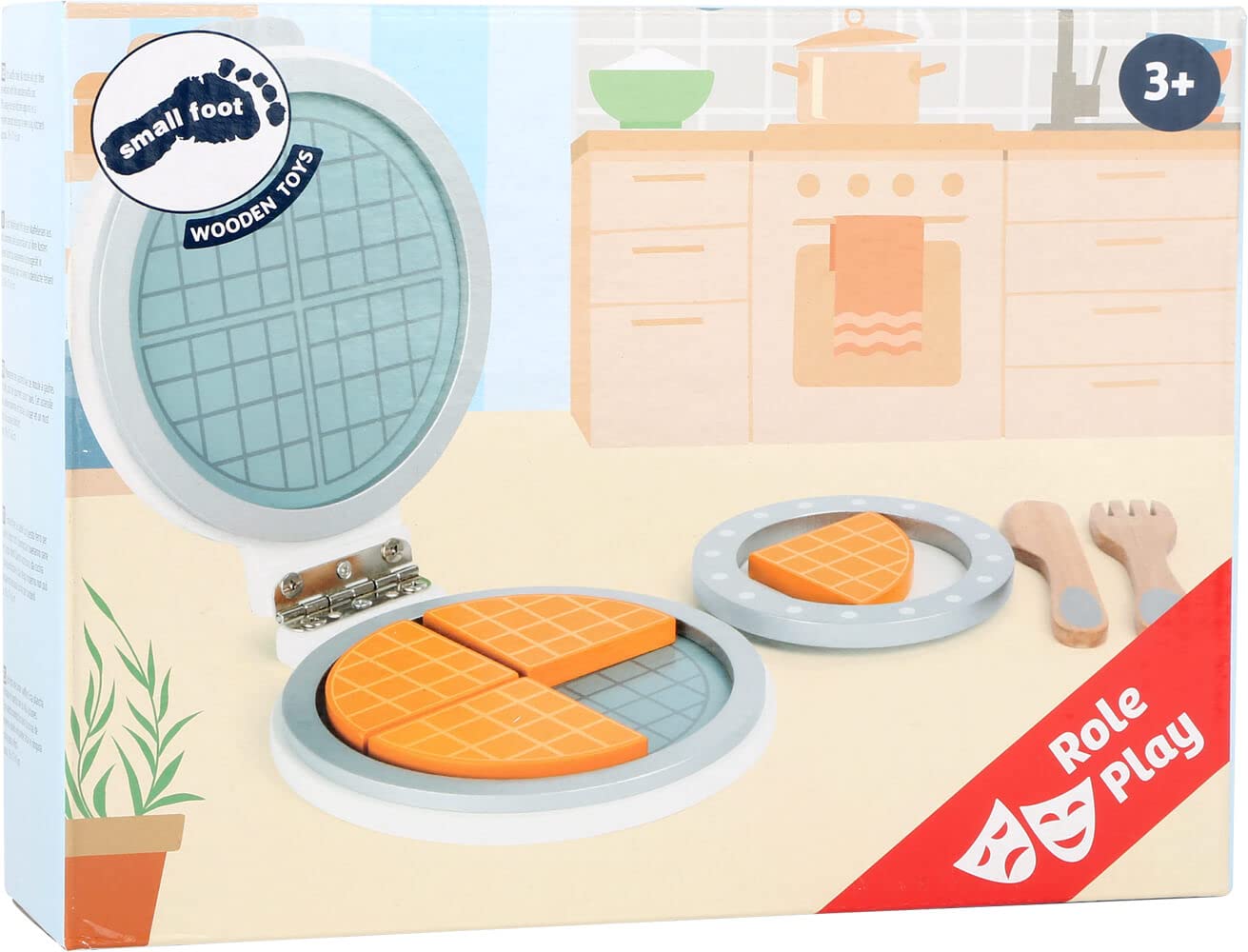 10592 Ferro per cialde "Cucina per bambini" small foot in legno, da aprire con spazio per quattro cialde, a partire da 3 anni