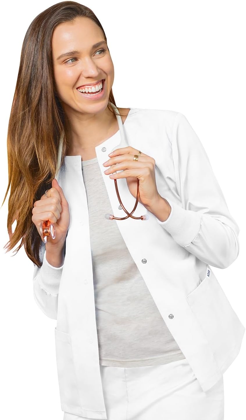 Adar Universal Scrubs for Women - Round Neck Warm-Up Scrub Jacket