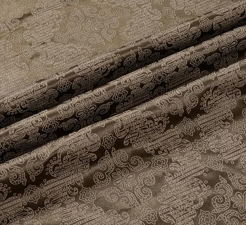 Image of Yarnis Damas Printed Room Darkening Polyester Curtains 8 Feet Long Set of 2 for Door & Windows Living Room, Coffee Brown, Parda