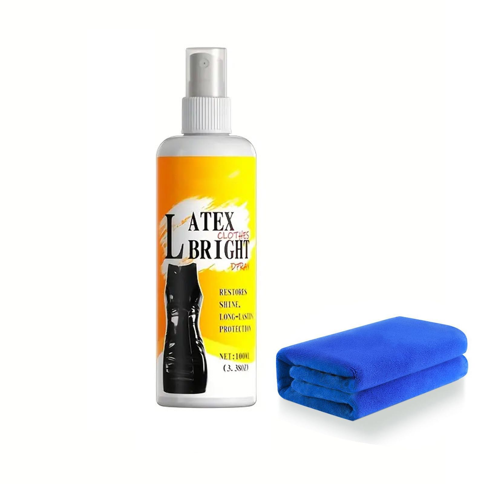 Spray in lattice lucido da 100 ml con asciugamano per la pulizia, effetto lucido permanente, rivestimento protettivo resistente all'umidità, per uso domestico, uso notturno, spray in lattice