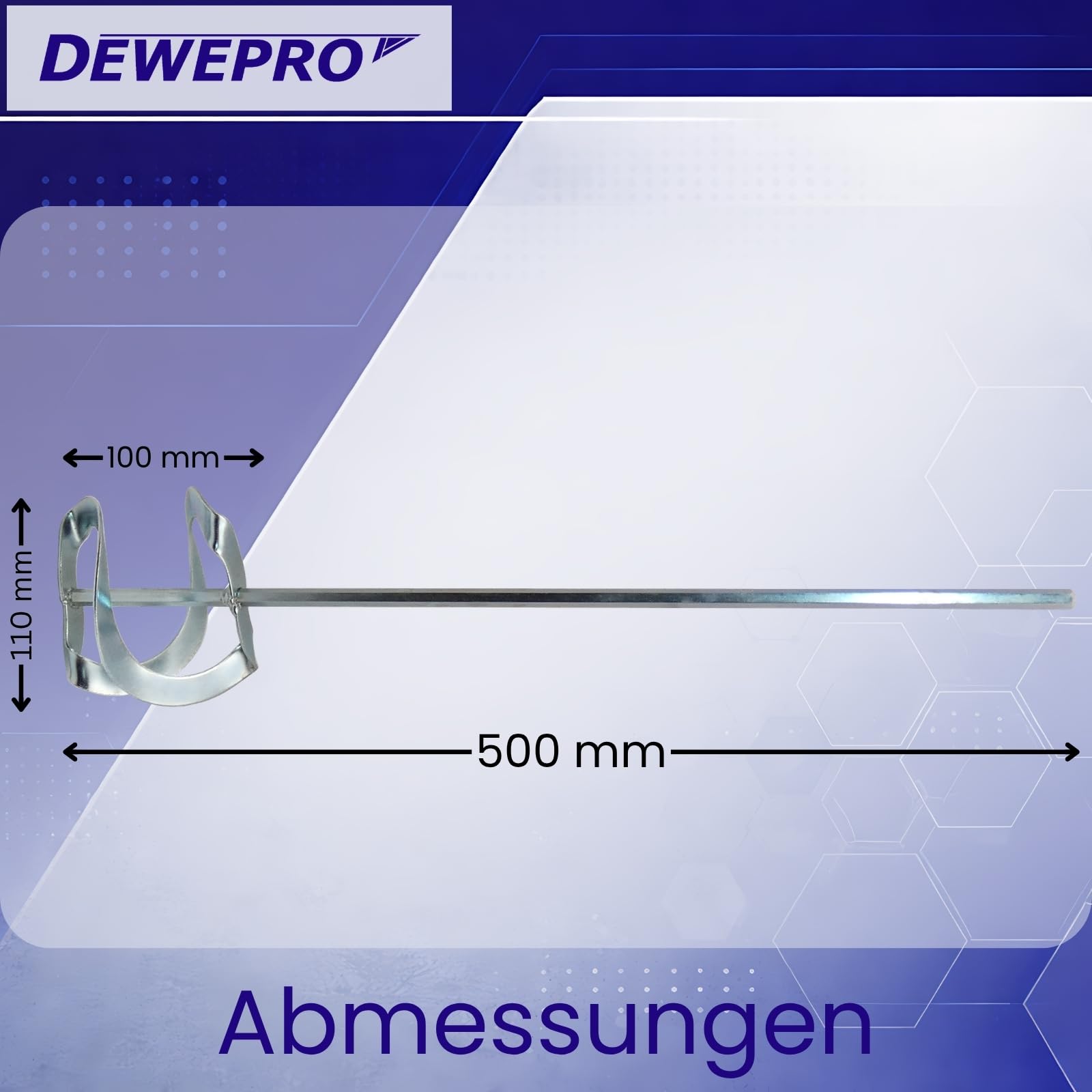 DEWEPRO® Set di 2 Miscelatori a Spirale in Acciaio Galvanizzato Ø110x500 mm – Fruste Miscelatrici Professionali per Malta, Collanti, Resine Epossidiche e Materiali Pastosi