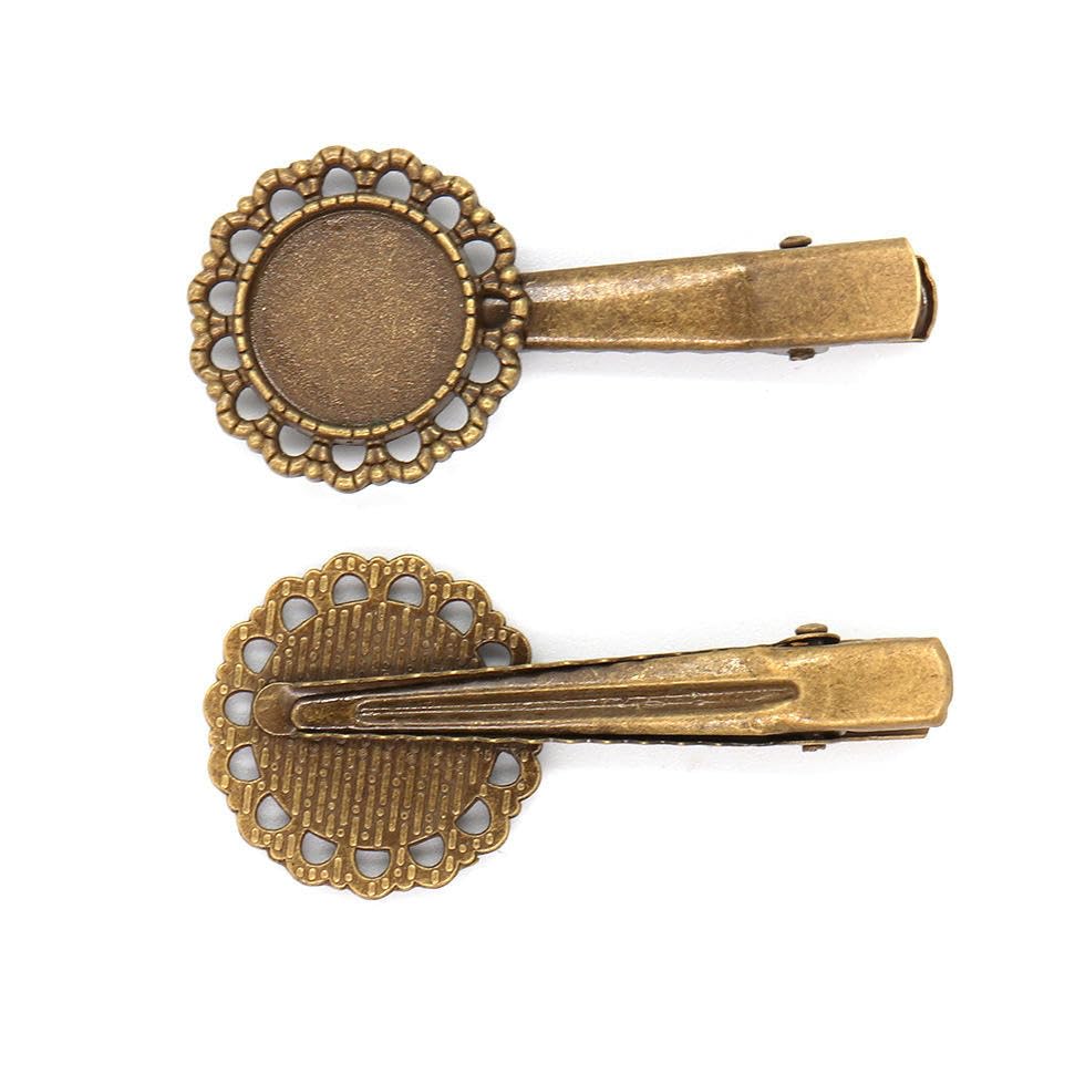 THAYLA 40 mm klips 50 szt. metalowe spinki do włosów taca spinki do włosów taca szpilki do włosów bobby szpilki z pustą tacą okrągła ramka ustawienia tace na spinkę do włosów DIY