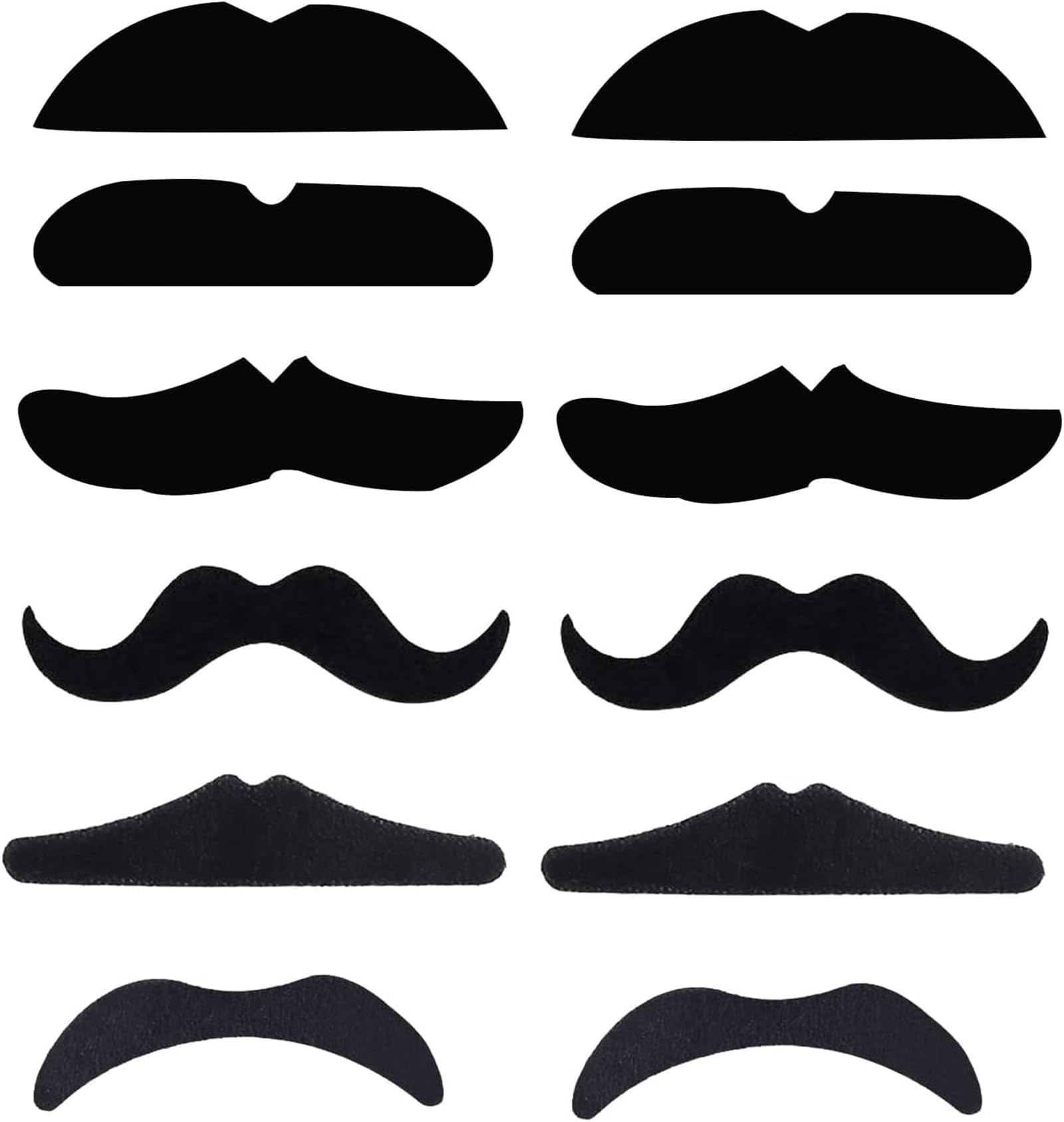 HALAMODO 12PCS Moustache for Gluing Novelty Fake Moustache Mustache For Fancy Dress Party Novelty Black Mustache for Masquerade Costume Party, One Size