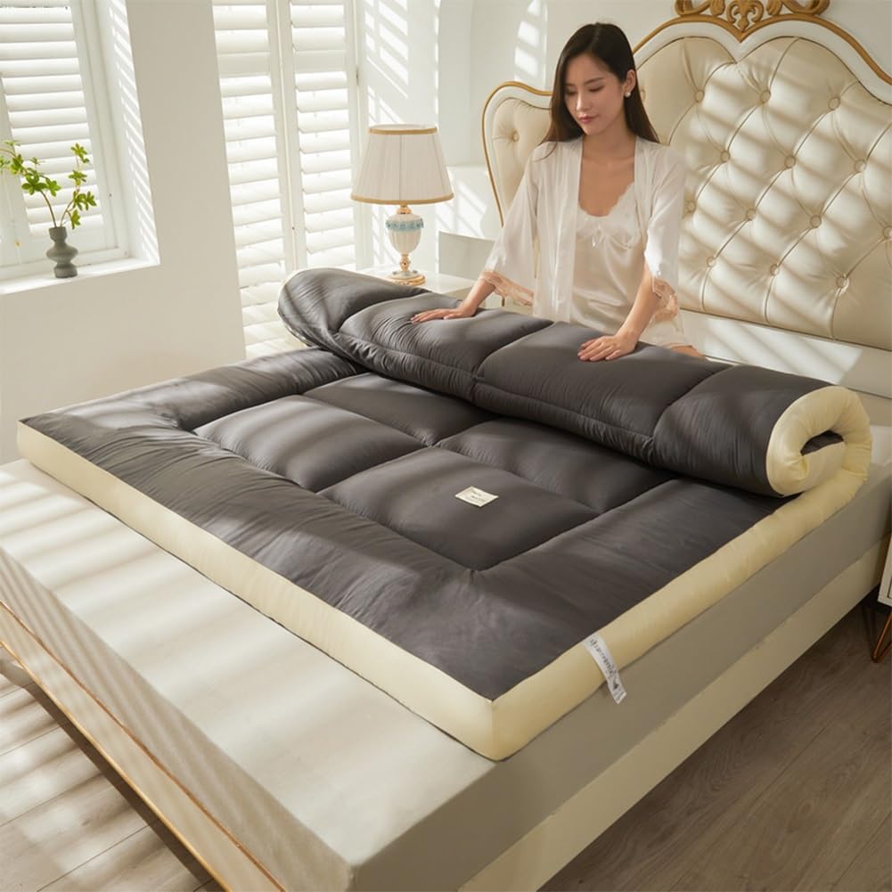 Materasso futon Giapponese, Materasso futon Spesso 4" for Divano da Campeggio, Materasso Trapuntato, Materasso Pieghevole Portatile for Dormire, dormitorio(Dark Gray,150x190cm)