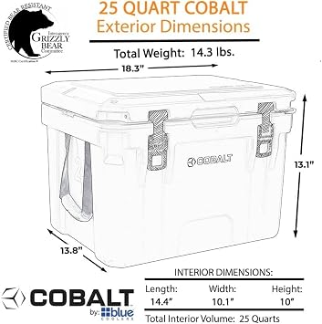Cobalt 25 Quart Roto-Molded Super Ice Cooler | Large Ice Chest Holds Ice Up to 3 Days |