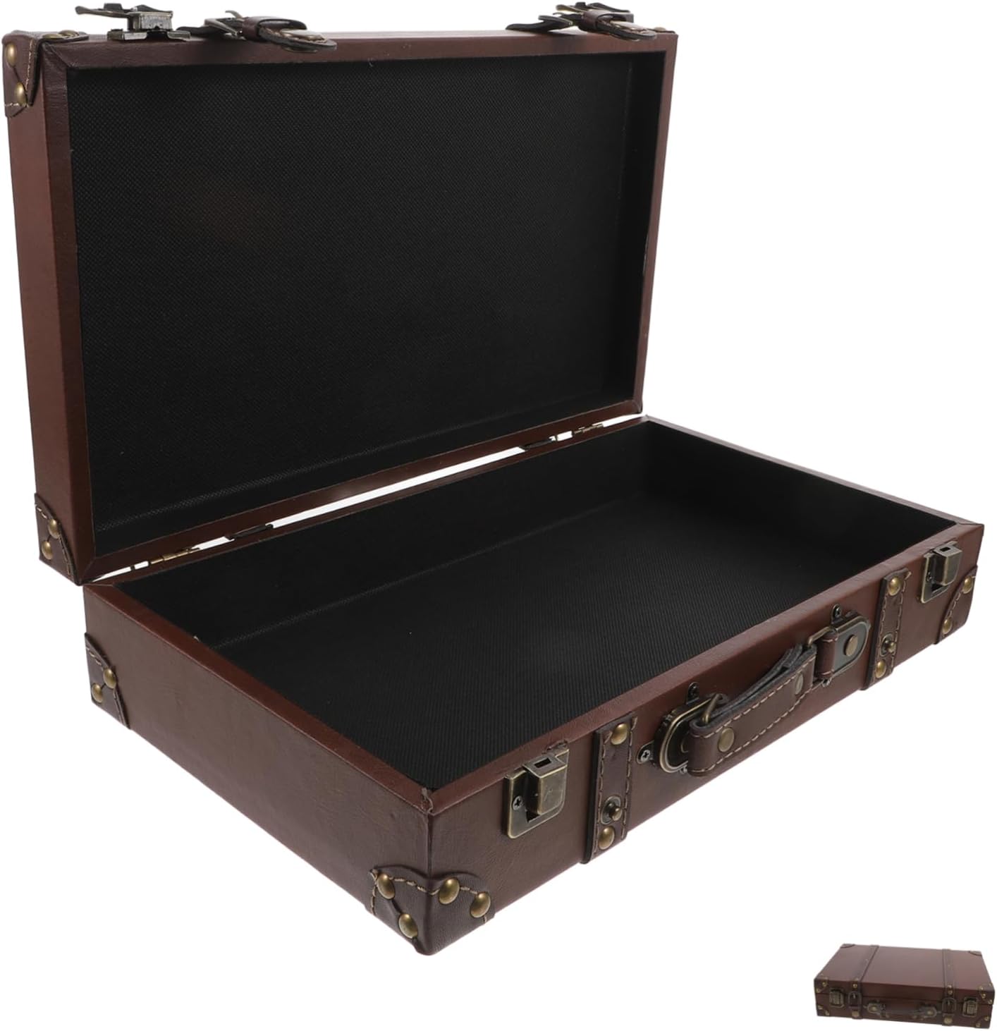 Cabilock Vintage Style Leather Suitcase Decorative Storage Trunk for Boutique Display Photo Props Vintage Decor Classic British Elegance with Spacious Interior for Travel