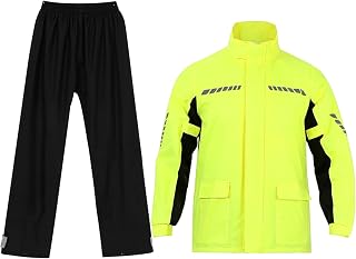 Traje de Lluvia para Hombre y Mujer Chaqueta con Capucha y Pantalones Reflectantes Conjunto Ligero y Portátil para Ciclismo Pesca y Actividades al Aire