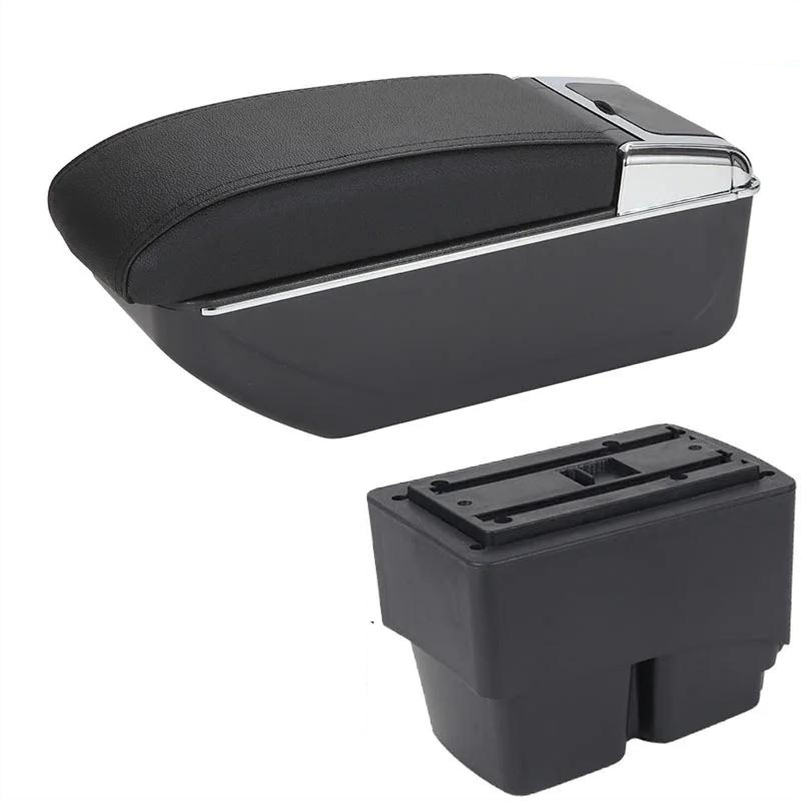NOHEEU Car Modification Interior Accessories Seat Armrest Box Storage For Fiesta MK7 2009-2017(D2 Black line No USB)